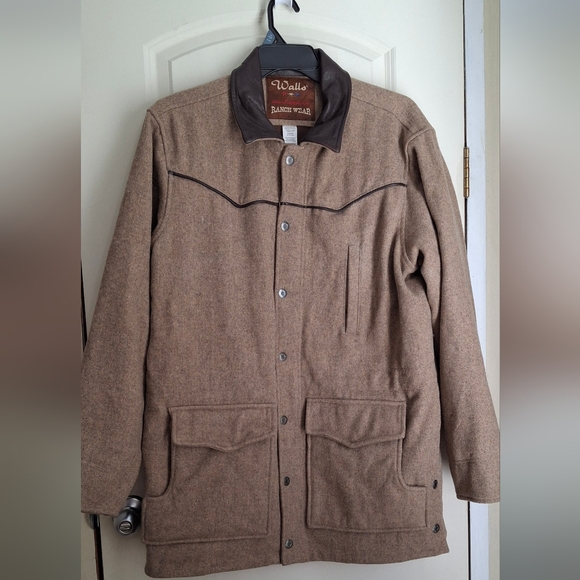 Walls ranch wear brown light wool jacket ranch rodeo large western barncore - Picture 2 of 16